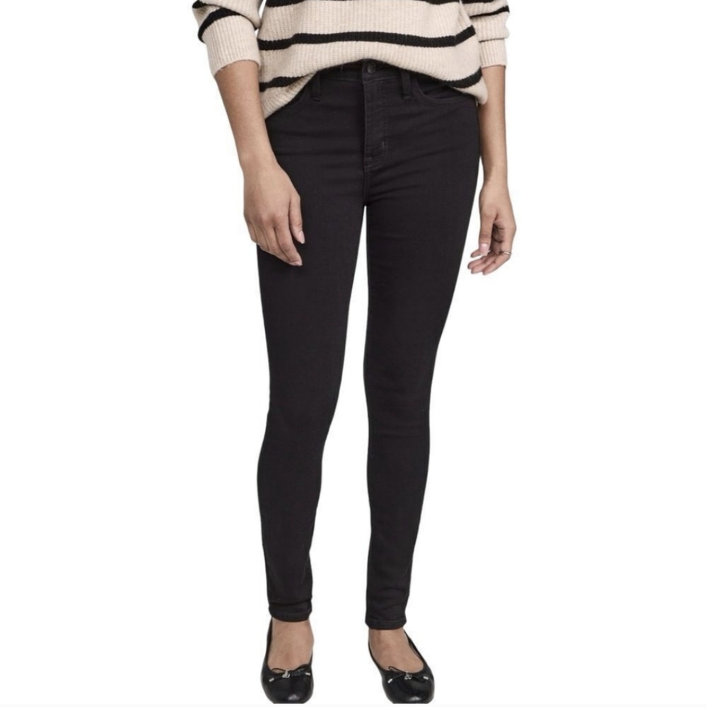 Madewell 9" inch high rise skinny black jeans denim